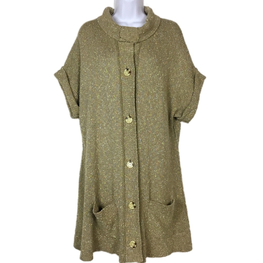 Long Tan Short Sleeve Knit Cardigan One Girl Who